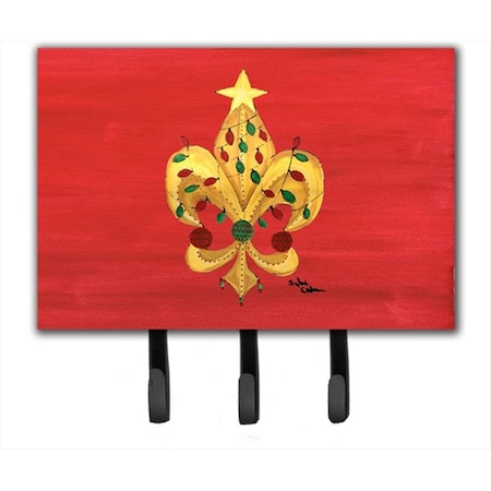 Carolines Treasures 6 x 9 in. Christmas Fleur De Lis Tree with lights Leash or Key Holder 8185TH68